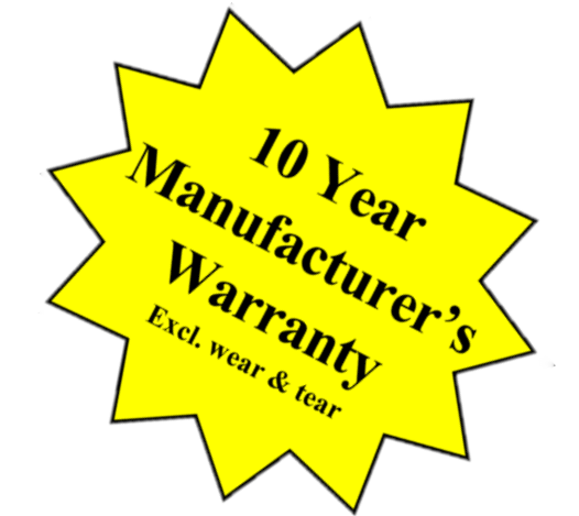 10 year manufacturer’s warranty